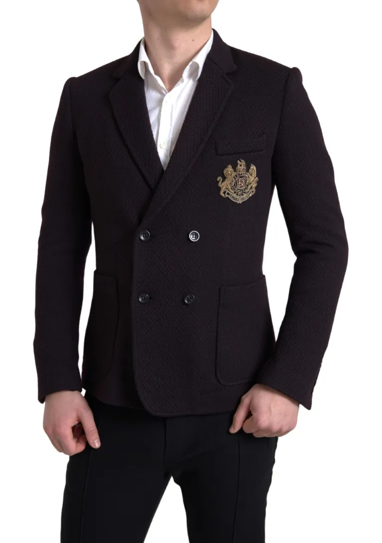 Dolce & Gabbana Men's Elegant Purple Double Breasted Wool Blazer