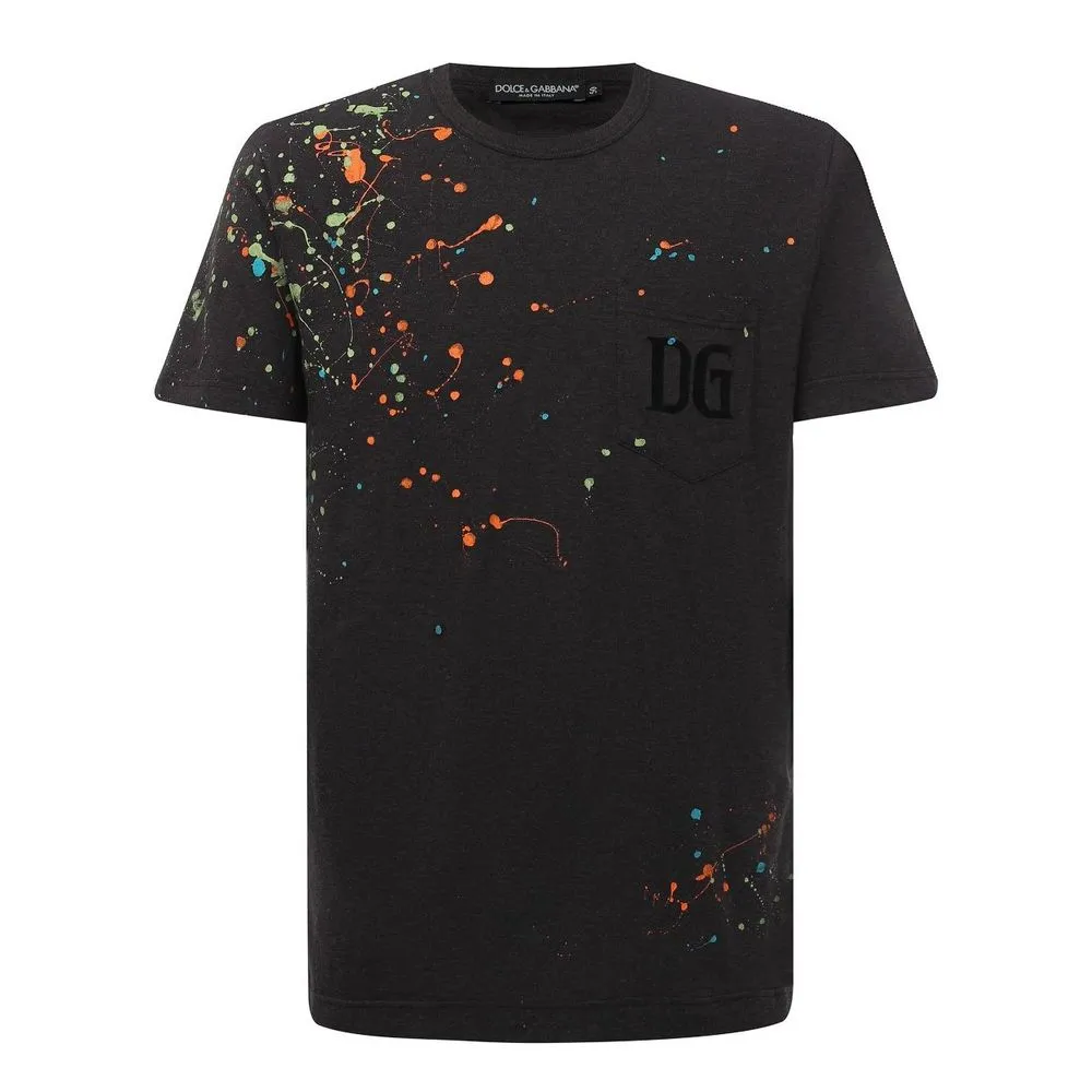Dolce & Gabbana Men's Embroidered Splatter Cotton Tee