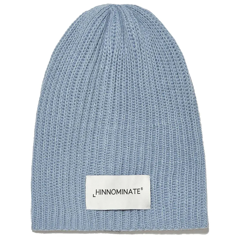 Hinnominate Women's Elegant Light Blue Ribbed Knit Hat