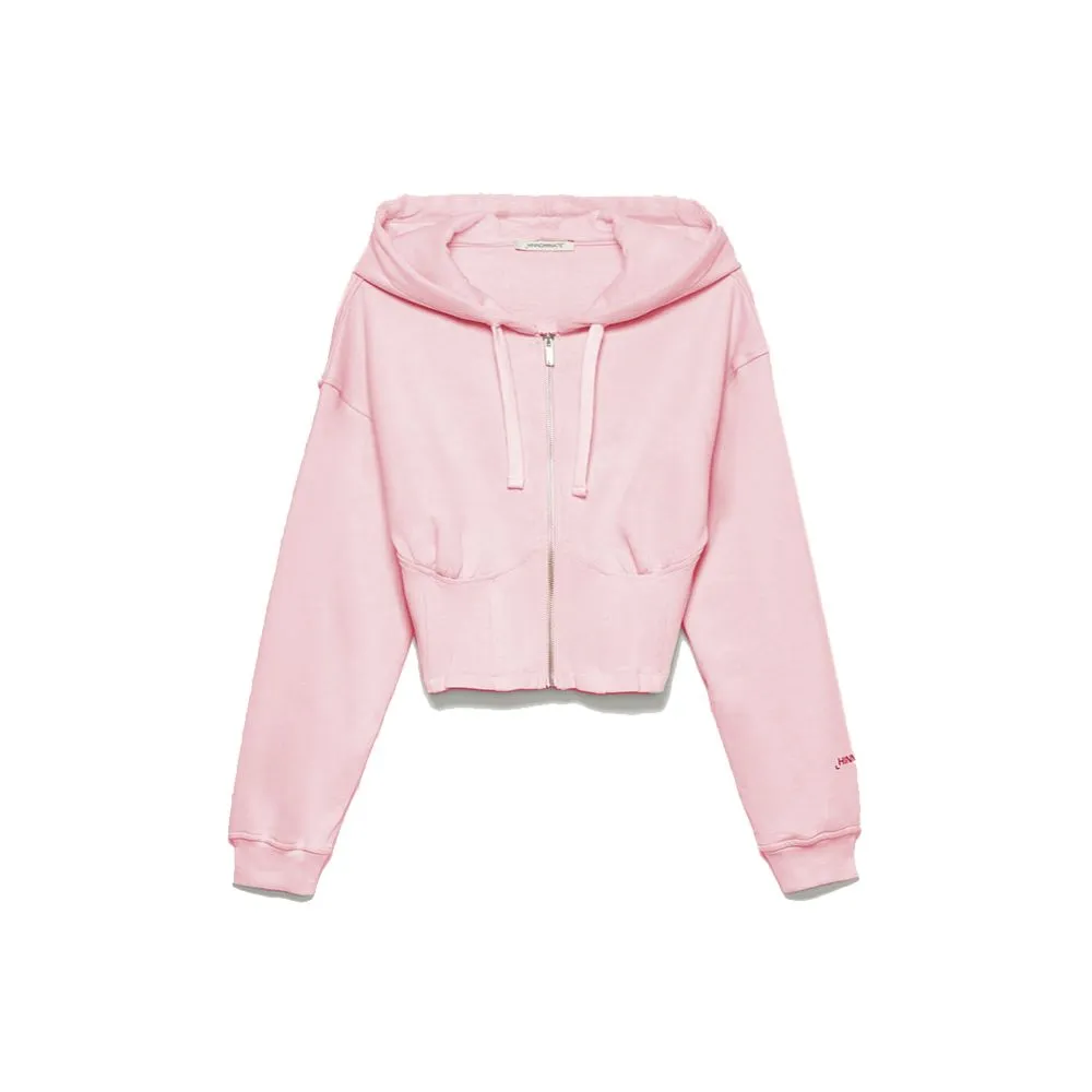 Hinnominate Women's Chic Pink Cotton Crop Hooded Sweatshirt