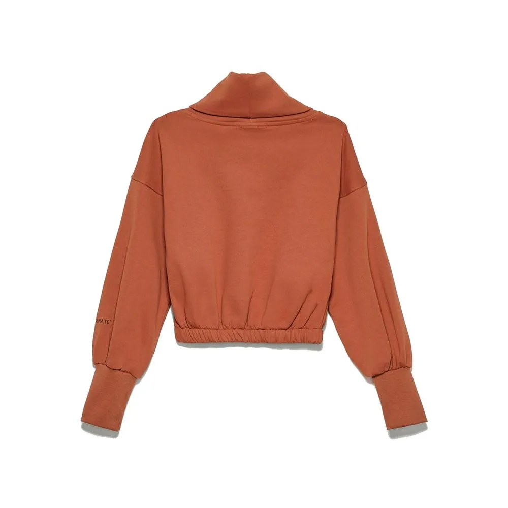Hinnominate Women's Chic Mock Neck Short Sweatshirt in Earthy Brown