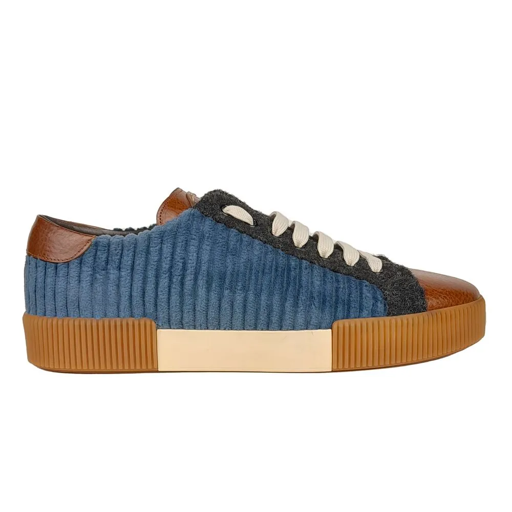 Dolce & Gabbana Men's Elegant Corduroy Low-Top Sneakers in Navy Blue