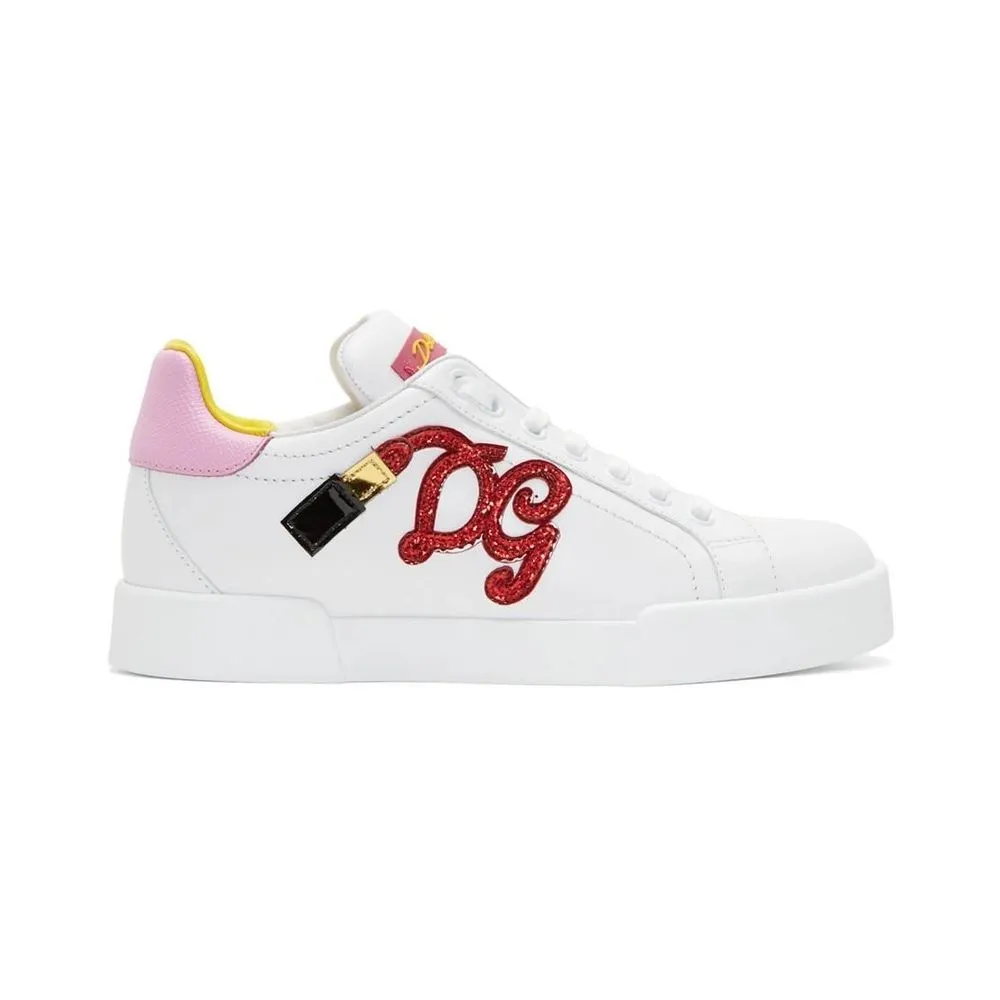 Dolce & Gabbana Women's Elegant Calfskin Leather Sneakers in Pastel Tones