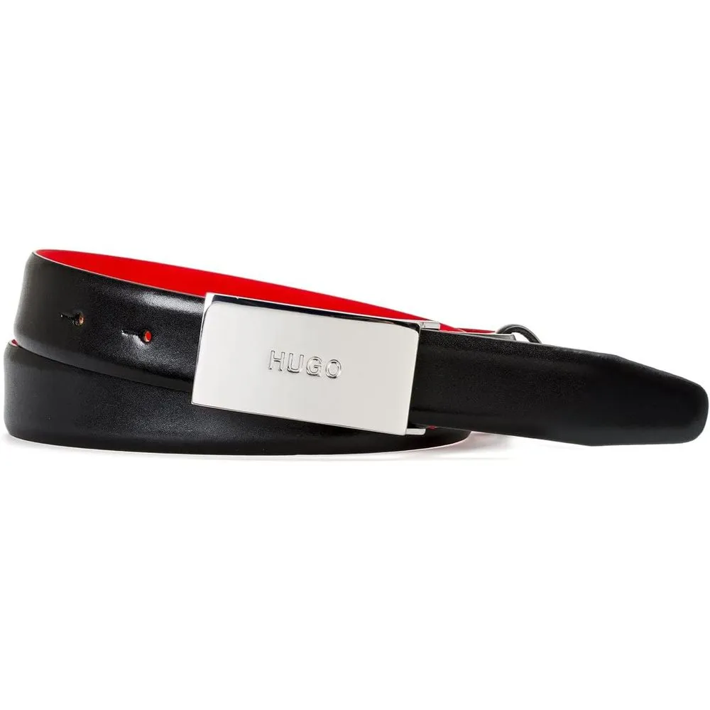Hugo Boss Men's Elegant Baldwin Calfskin Leather Belt - Black