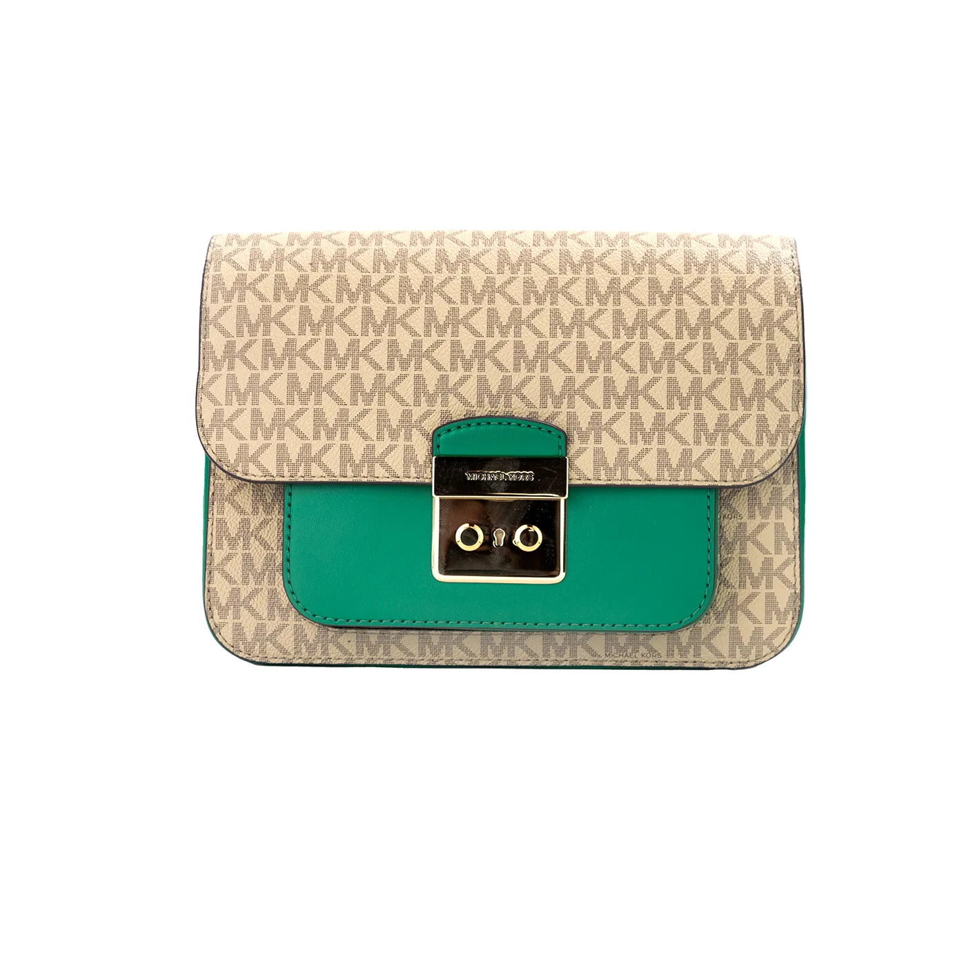 Michael Kors Women's Sloan Editor Medium Green Leather Flap Messenger Crossbody Bag