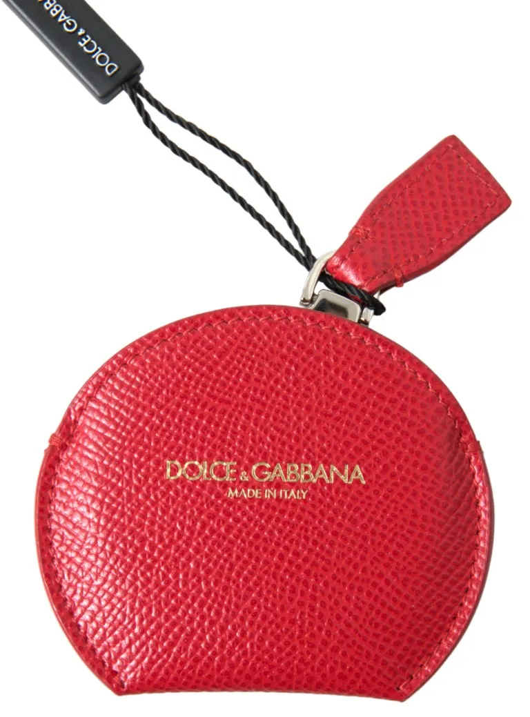 Dolce & Gabbana Women's Elegant Red Leather Mirror Holder