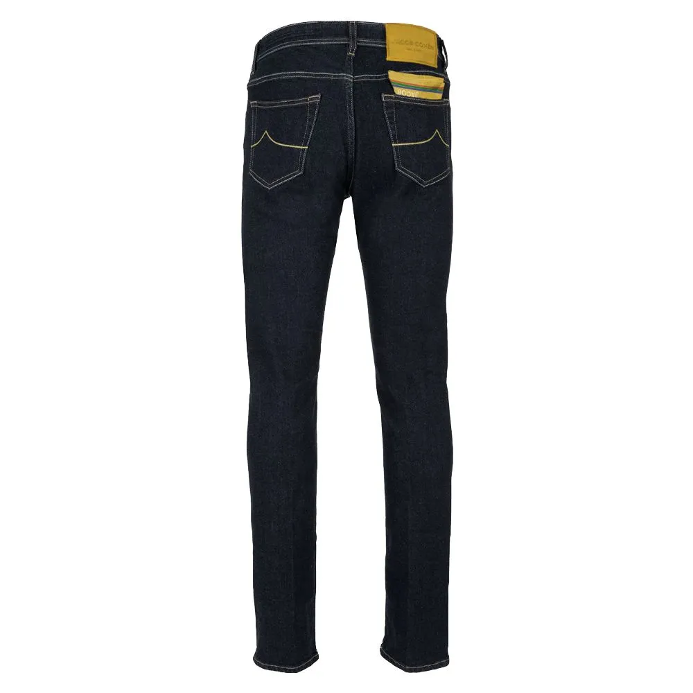 Jacob Cohen Men's Elegant Slim Fit Dark Blue Designer Jeans
