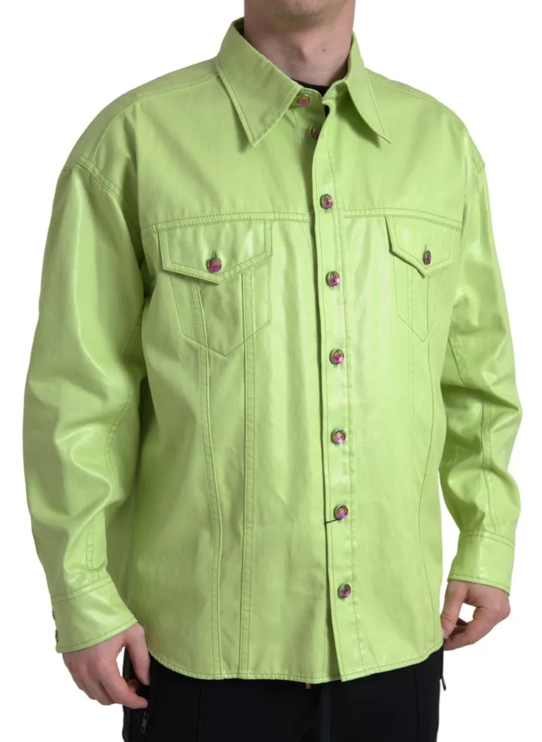 Dolce & Gabbana Men's Elegant Light Green Cotton Button Down Shirt