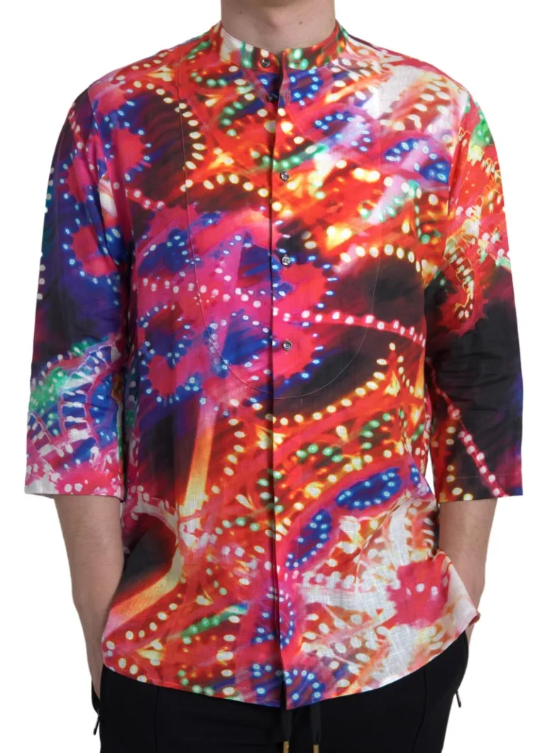 Dolce & Gabbana Men's Stunning Multicolor Linen Casual Shirt