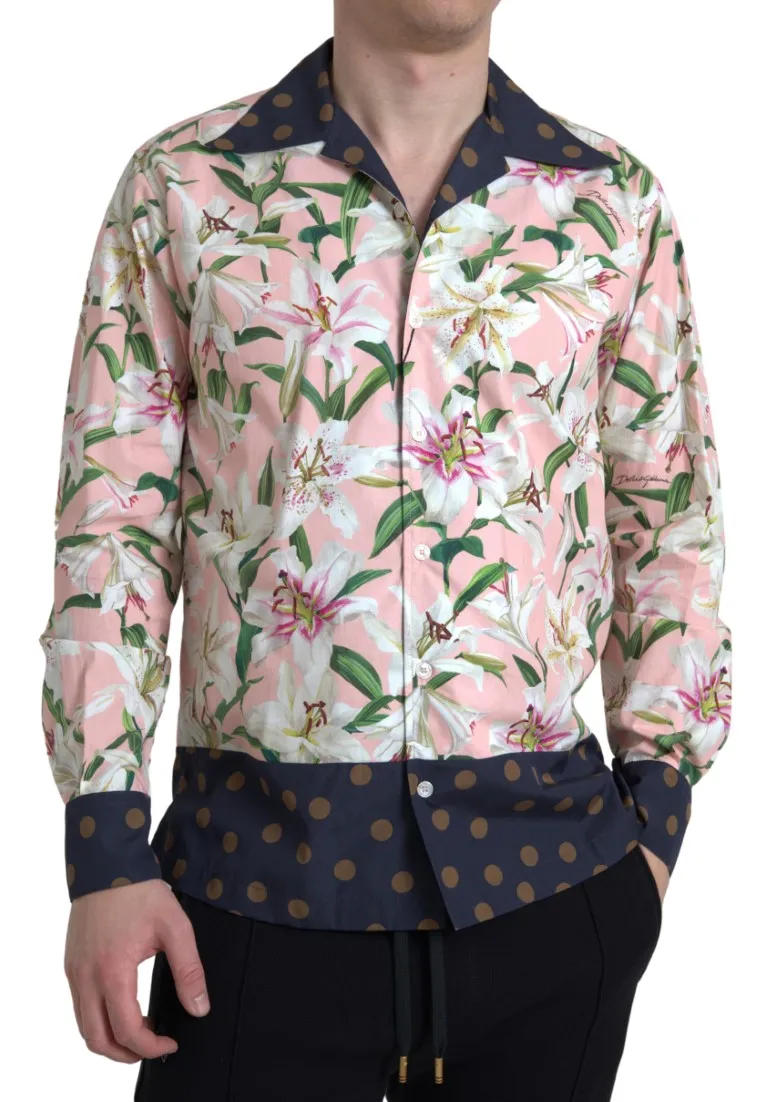 Dolce & Gabbana Men's Elegant Slim Fit Pink Casual Shirt