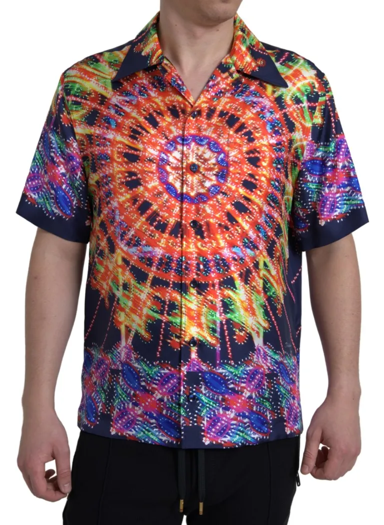Dolce & Gabbana Men's Multicolor Silk Button-Down Casual Shirt