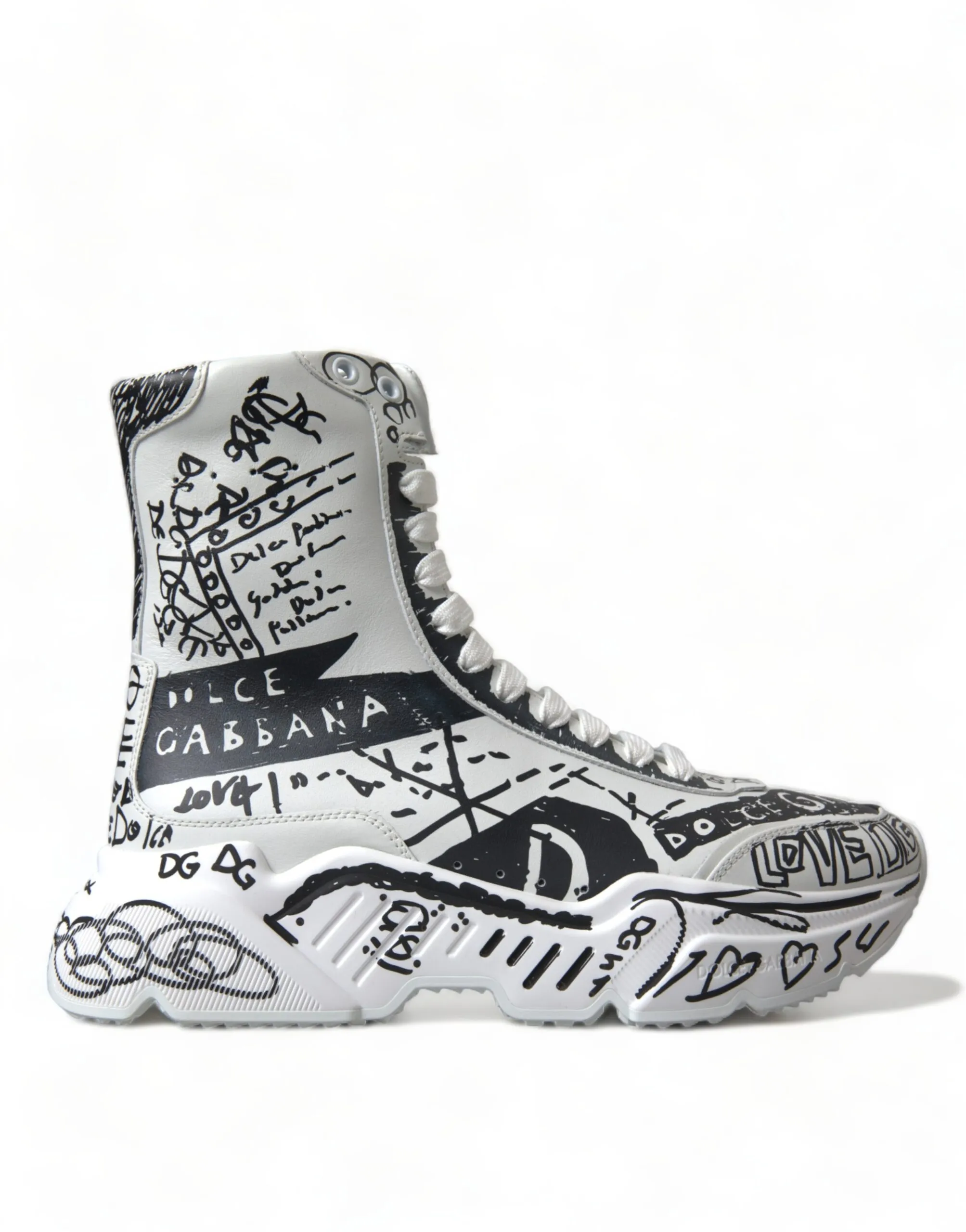 Dolce & Gabbana Women's Daymaster Graffiti Print Mid Top Sneakers