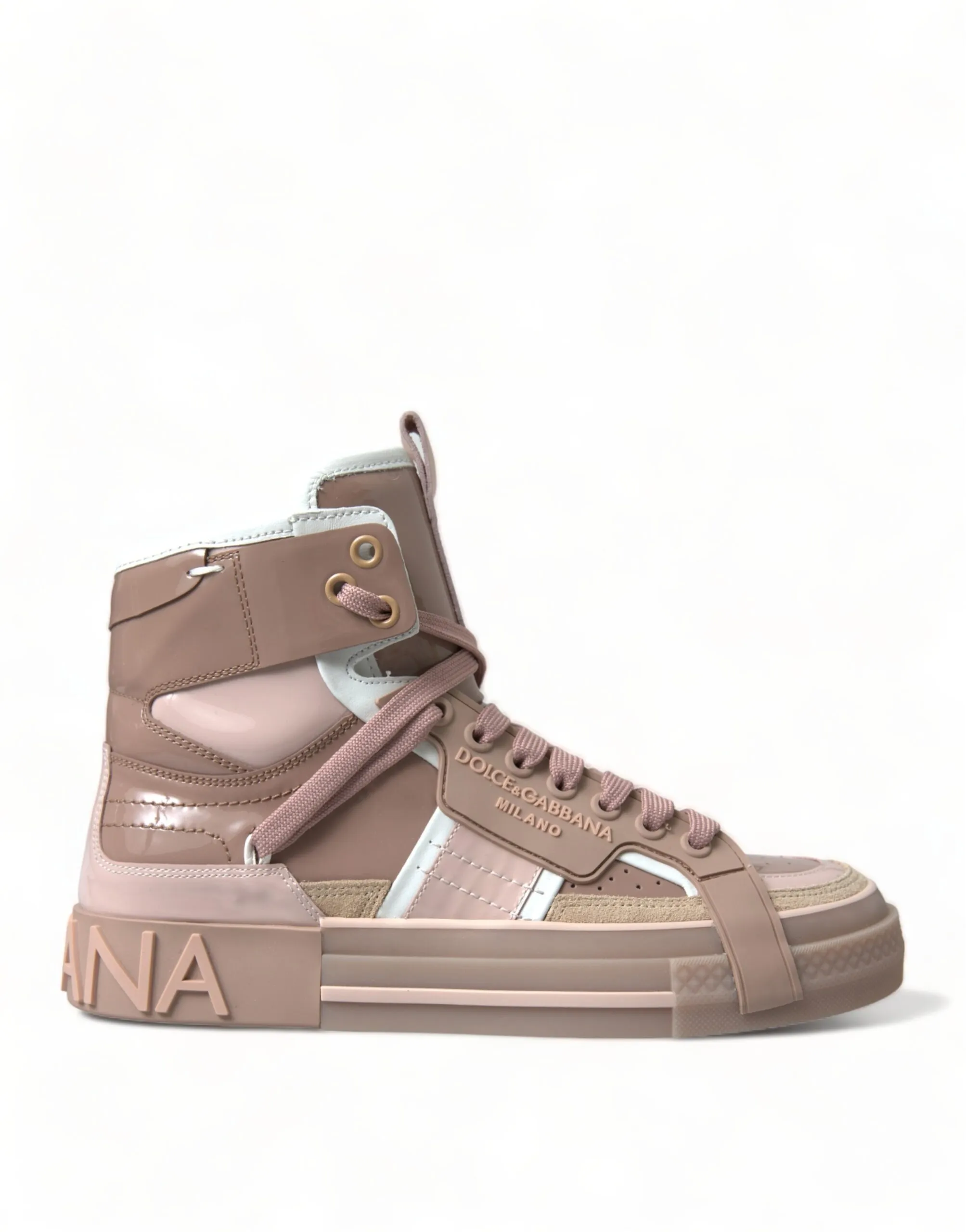 Dolce & Gabbana Women's Elegant Nude Pink High-Top Sneakers