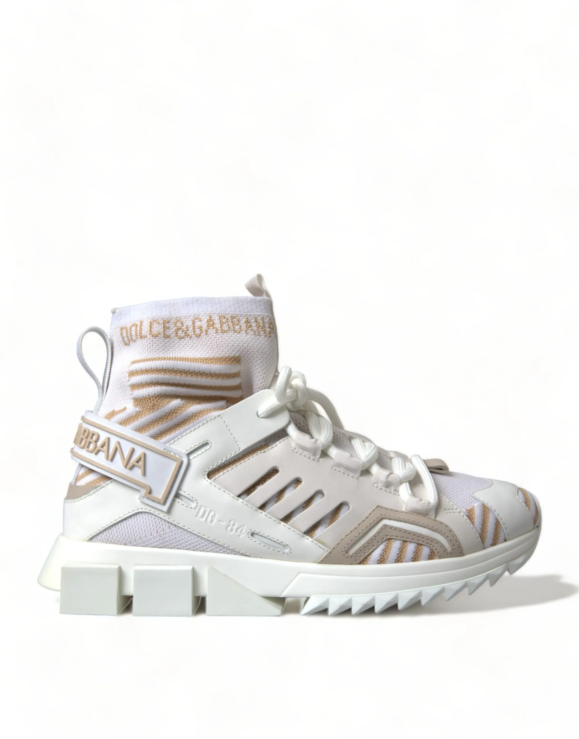 Dolce & Gabbana Women's Elegant Sorrento Slip-On Sneakers in White and Beige