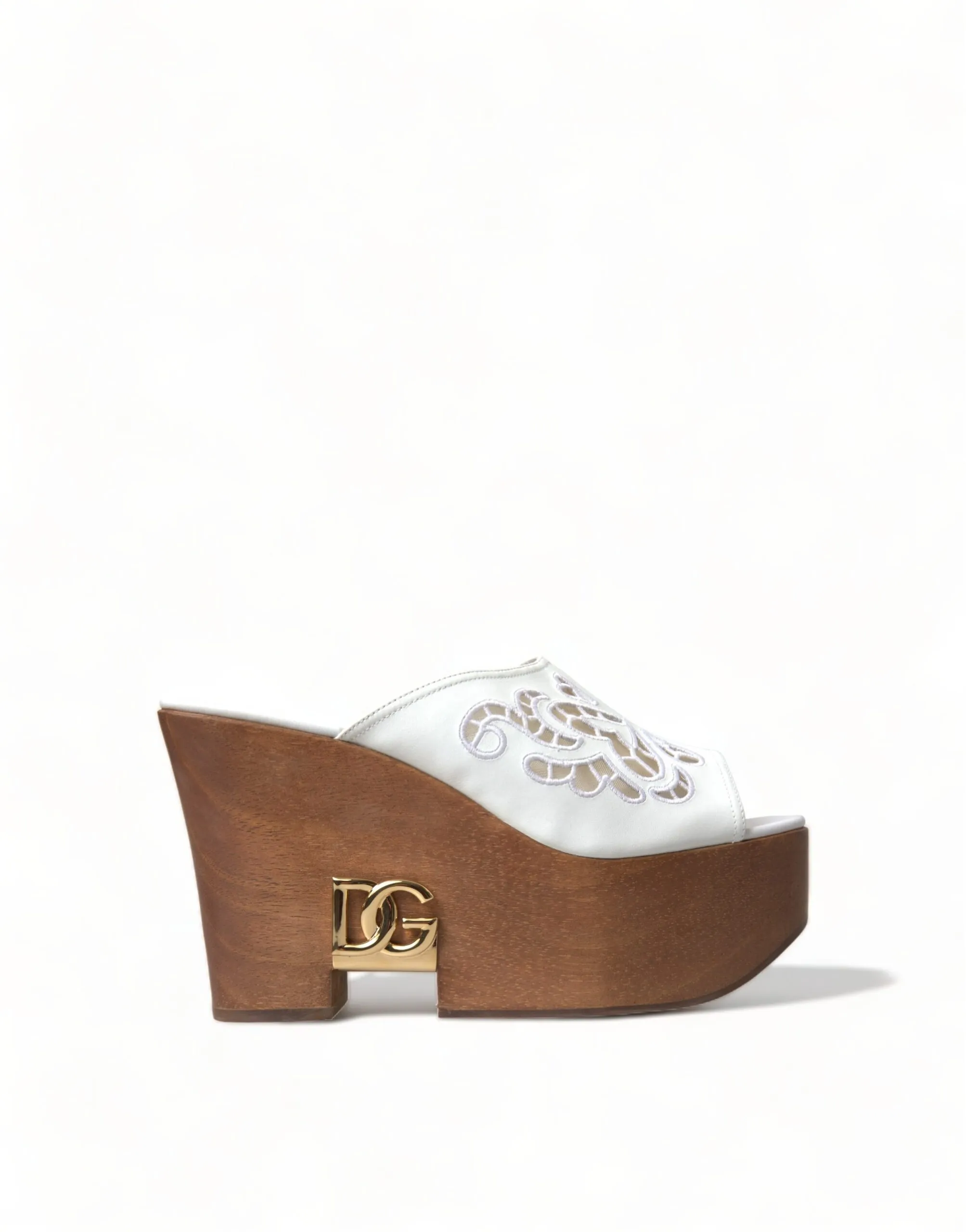 Dolce & Gabbana Women's Chic White Leather Wedge Sandals
