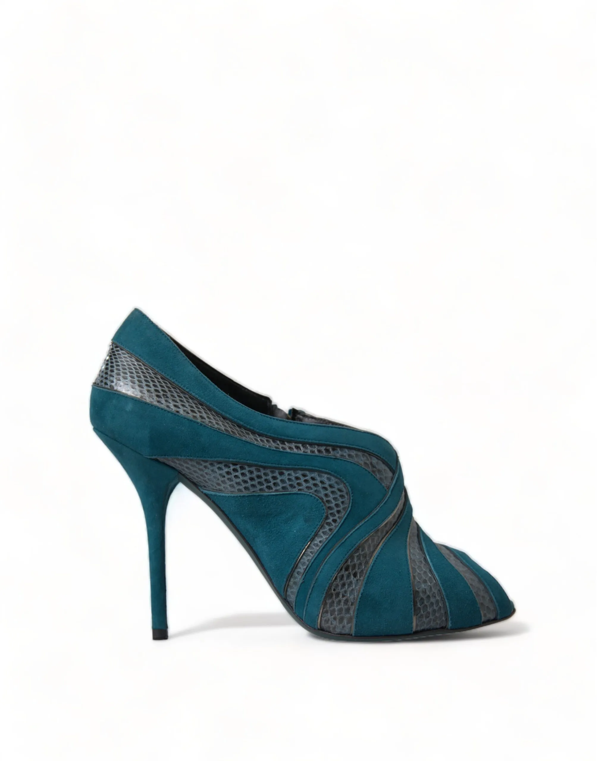 Dolce & Gabbana Women's Teal Suede Peep Toe Heels Pumps
