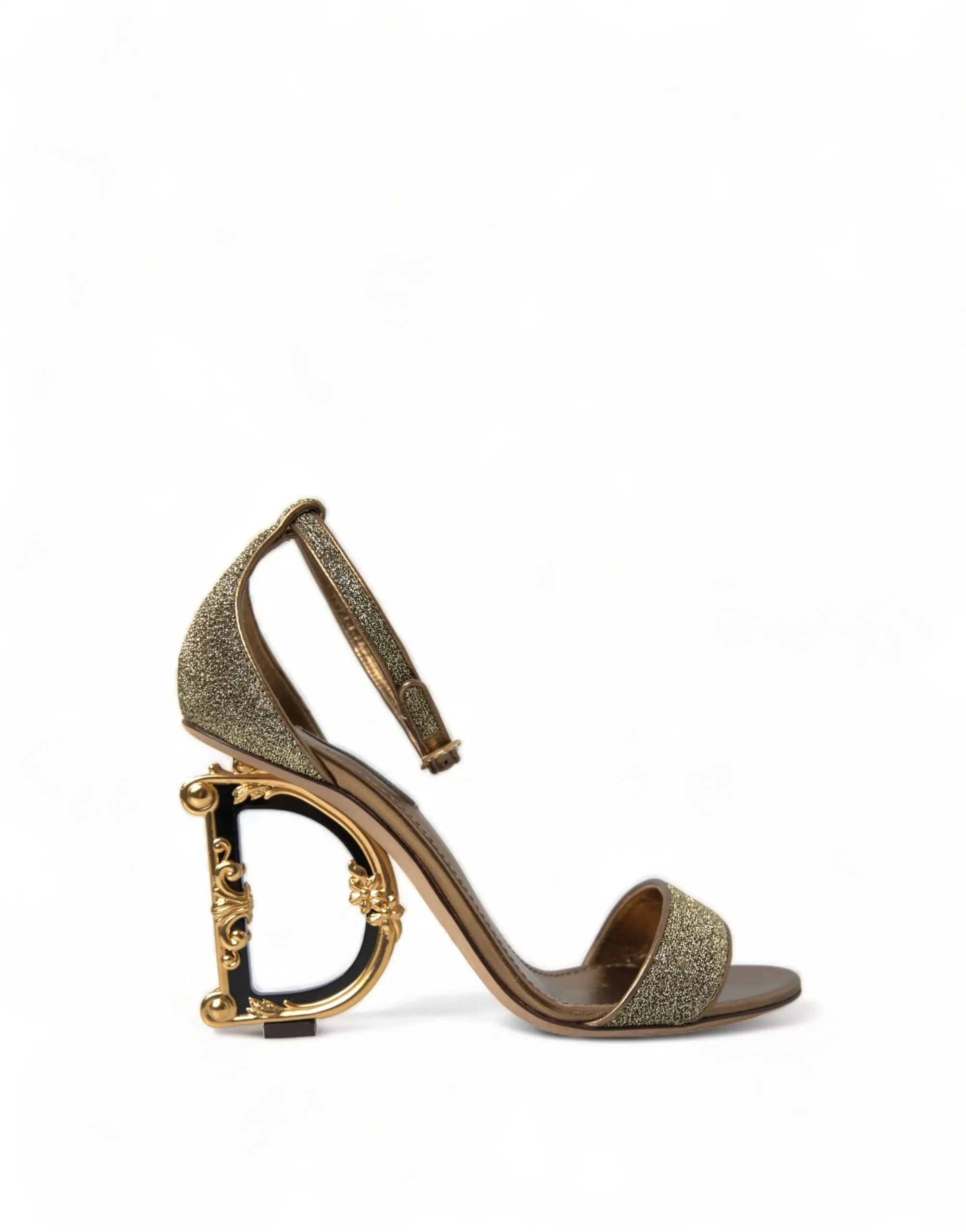 Dolce & Gabbana Women's Elegant Gold Lurex Leather Heeled Sandals