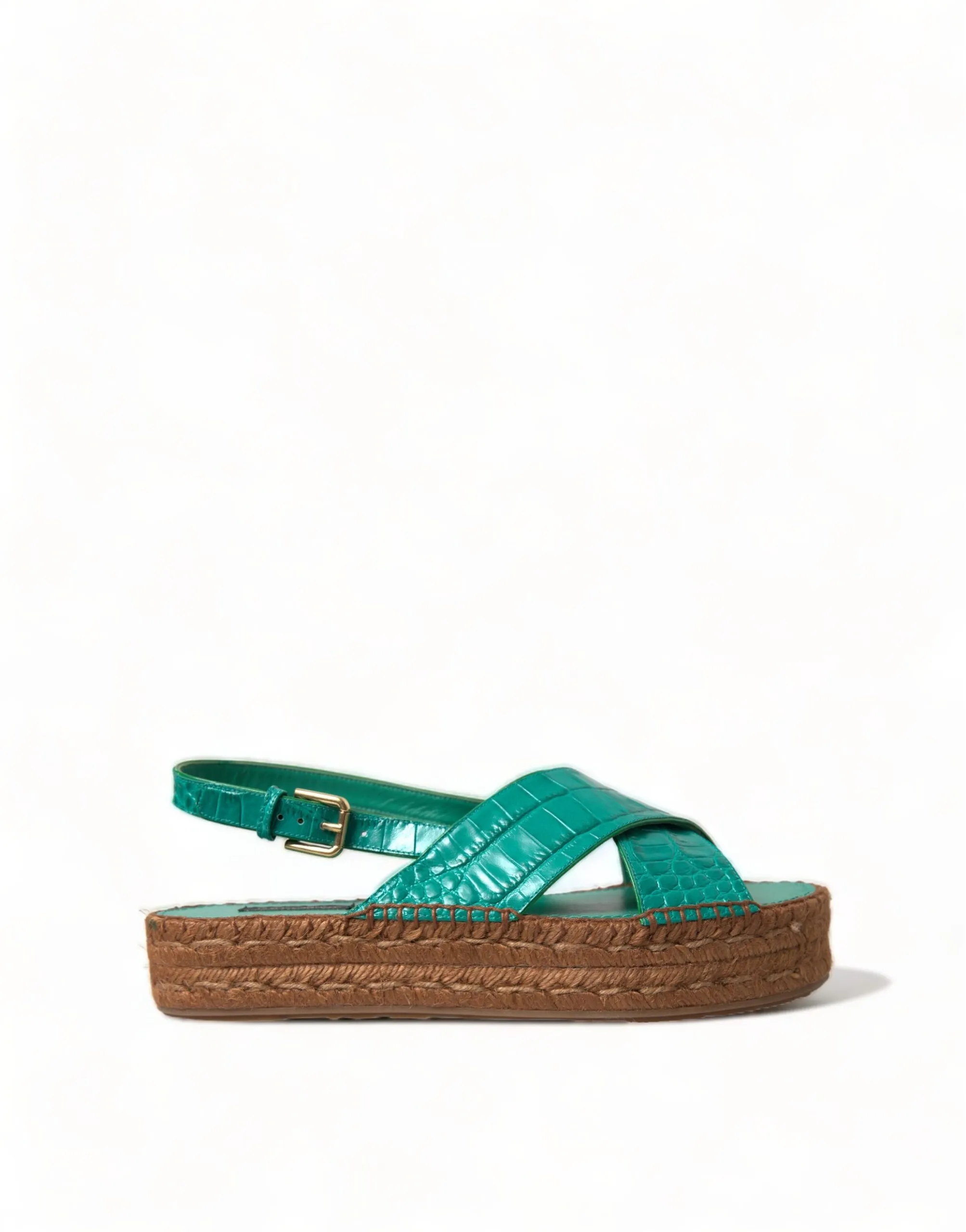 Dolce & Gabbana Women's Elegant Green Espadrille Platform Sandals
