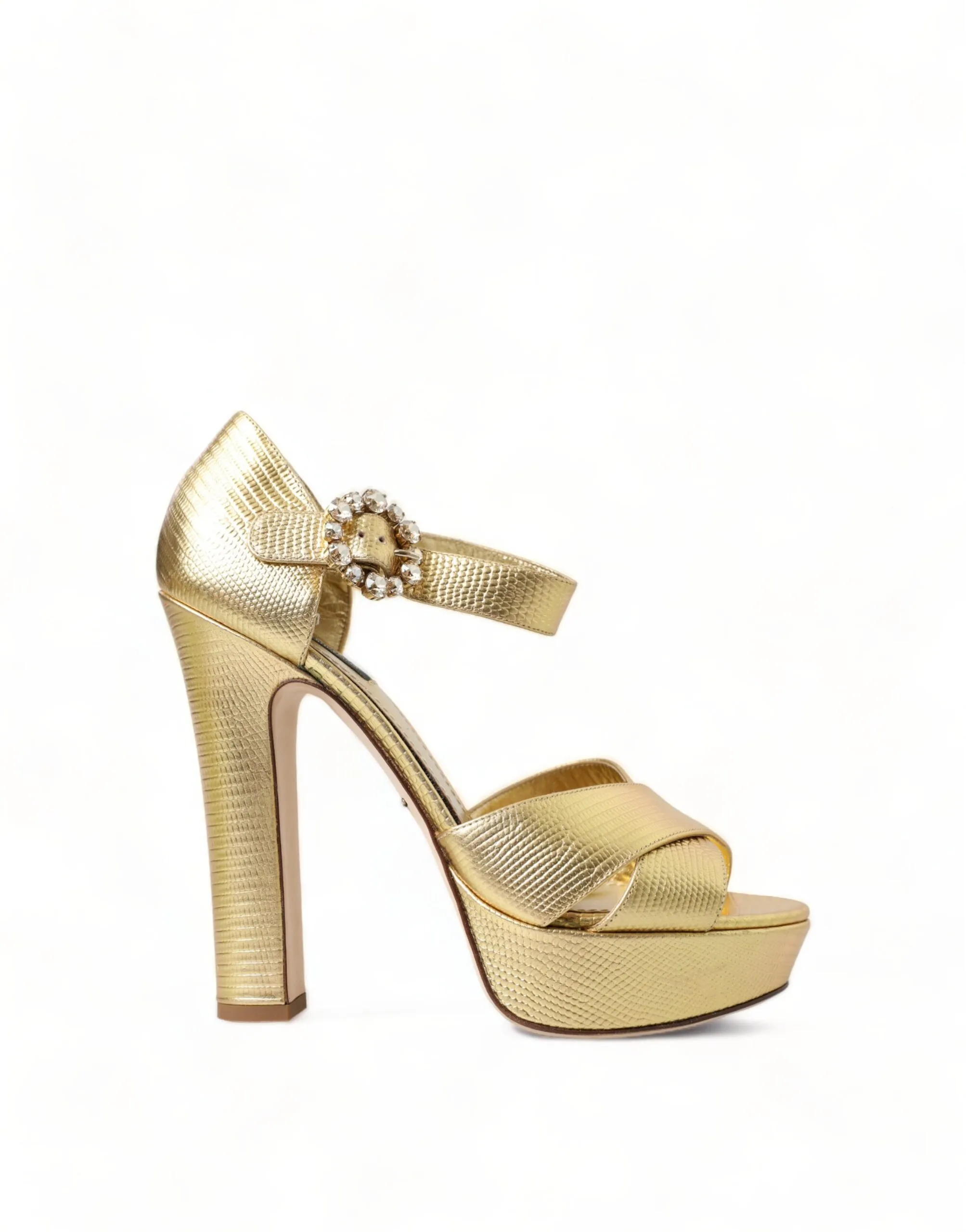 Dolce & Gabbana Women's Gold Crystal-Embellished Leather Sandals