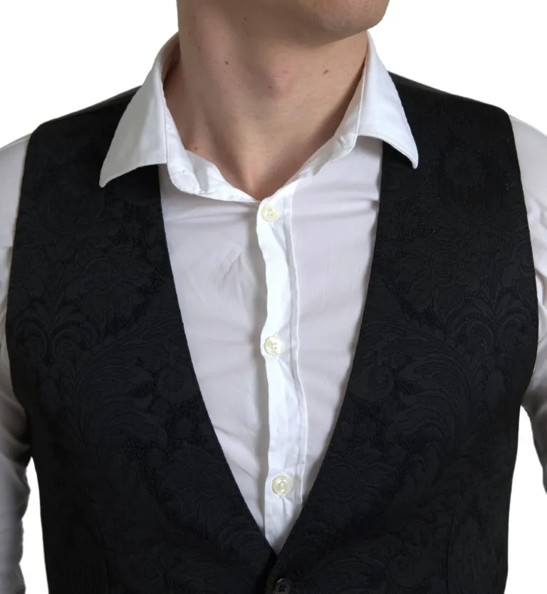 Dolce & Gabbana Men's Elegant Black Formal Dress Vest