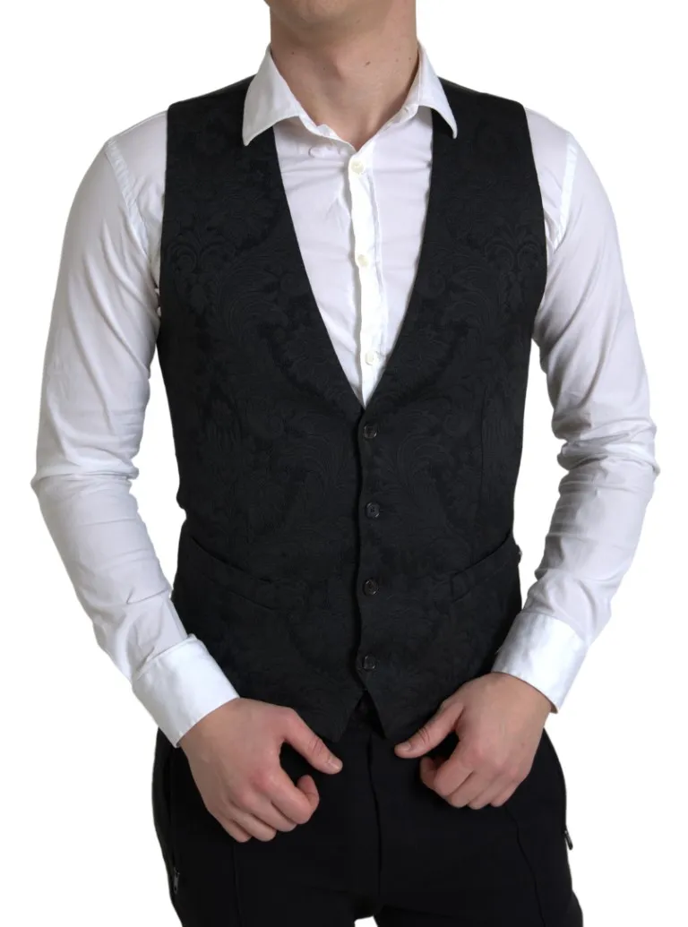 Dolce & Gabbana Men's Elegant Black Formal Dress Vest