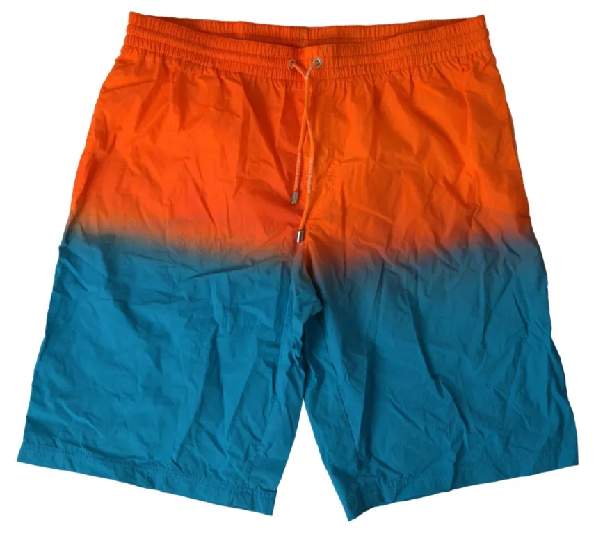 Dolce & Gabbana Men's Gradient Effect Swim Shorts in Vibrant Orange