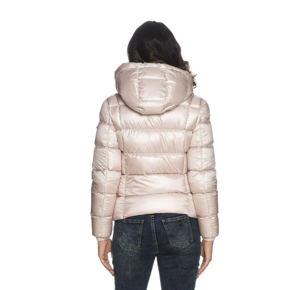 Refrigiwear Women's Chic Pink Down Jacket with Zipper Closure