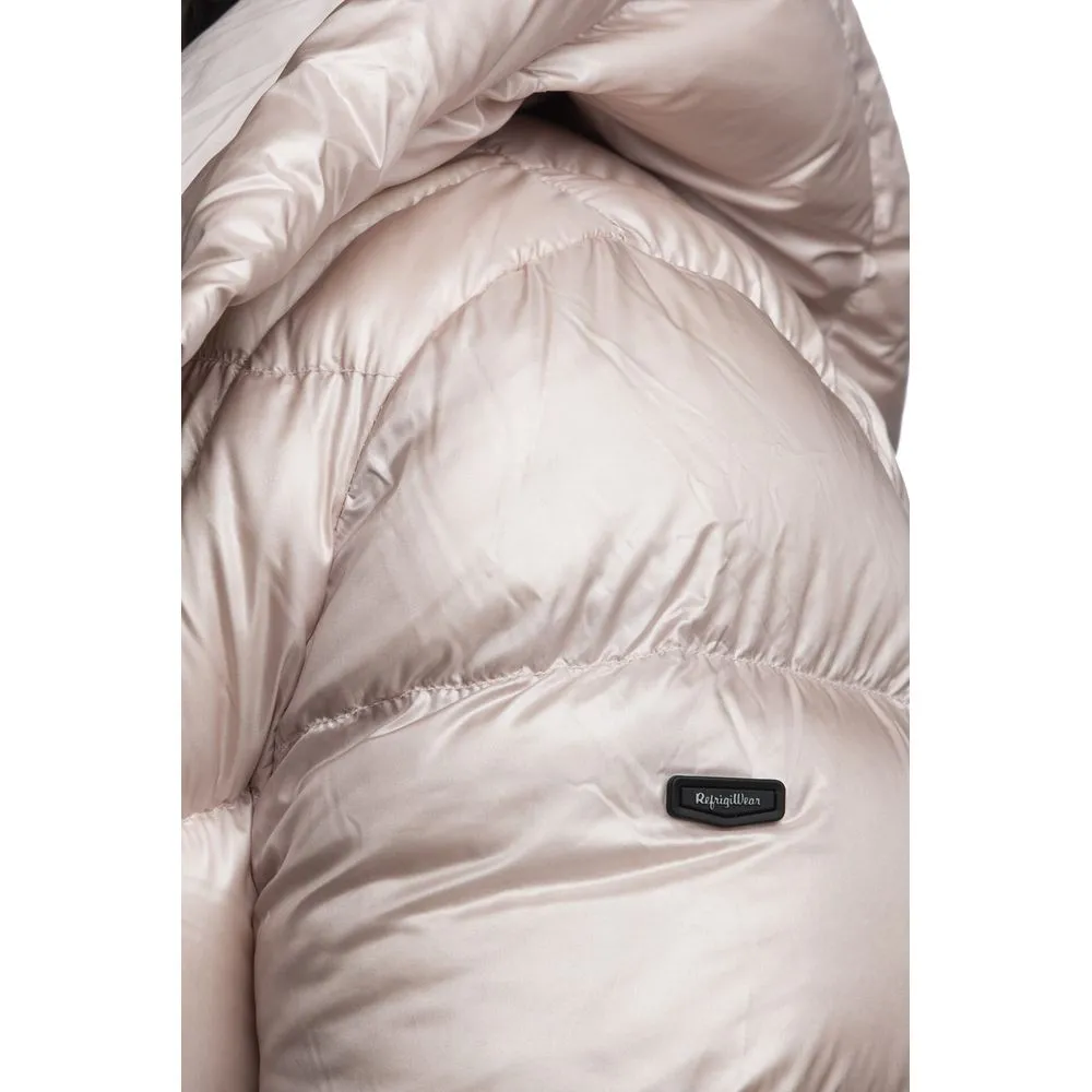 Refrigiwear Women's Chic Pink Down Jacket with Zipper Closure