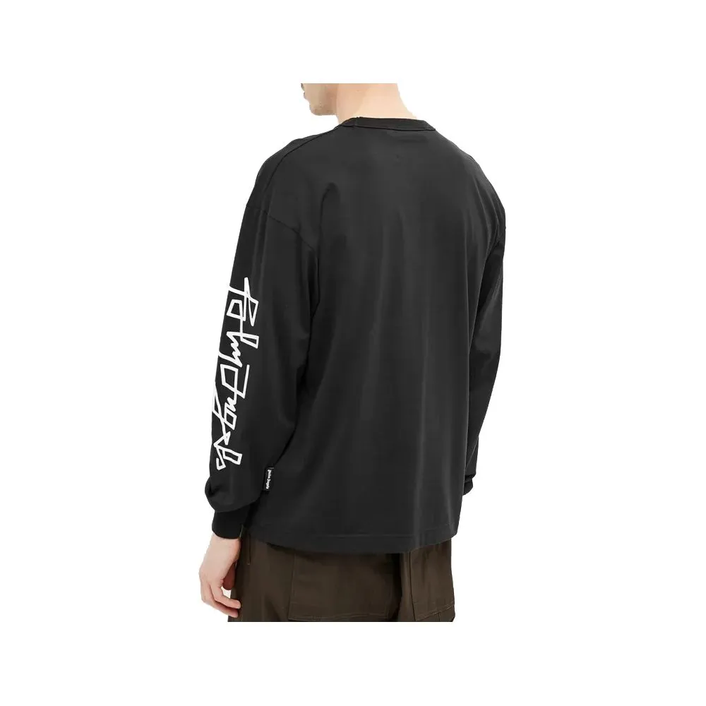 Palm Angels Men's Sleek Graphic Crewneck Tee with Logo Sleeves