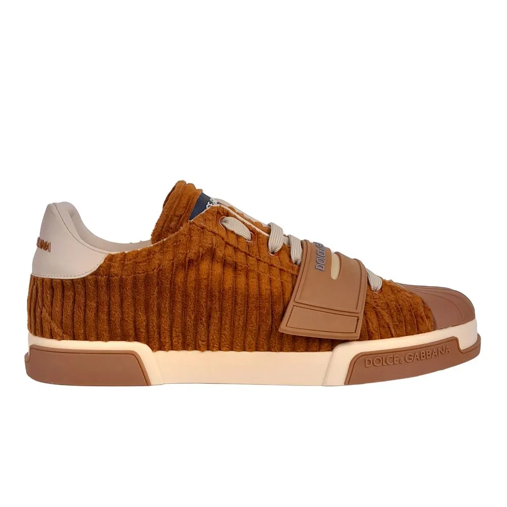 Dolce & Gabbana Men's Elegant Calfskin Low-Top Velvet Sneakers
