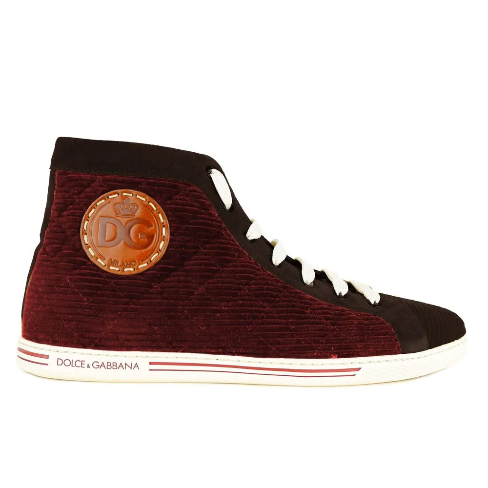 Dolce & Gabbana Men's Elevated Velvet Red High Sneakers for Men