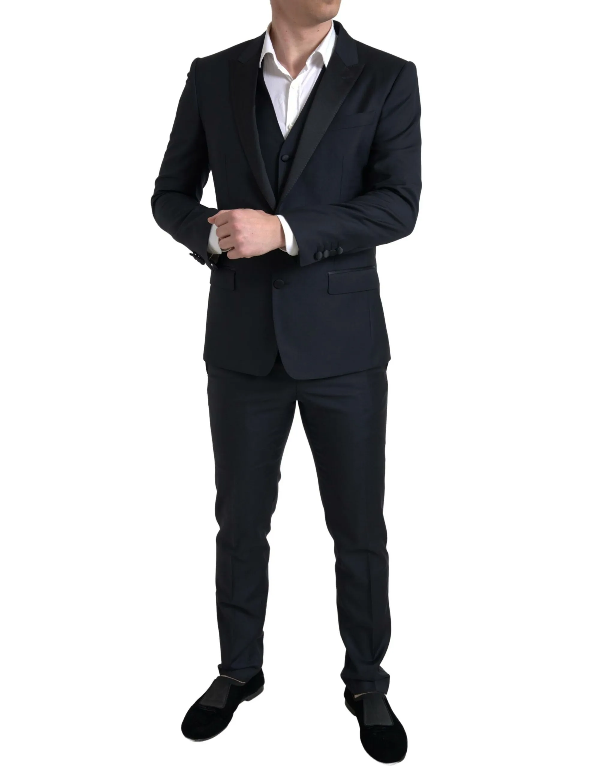 Dolce & Gabbana Men's Elegant Slim Fit Black Three-Piece Suit