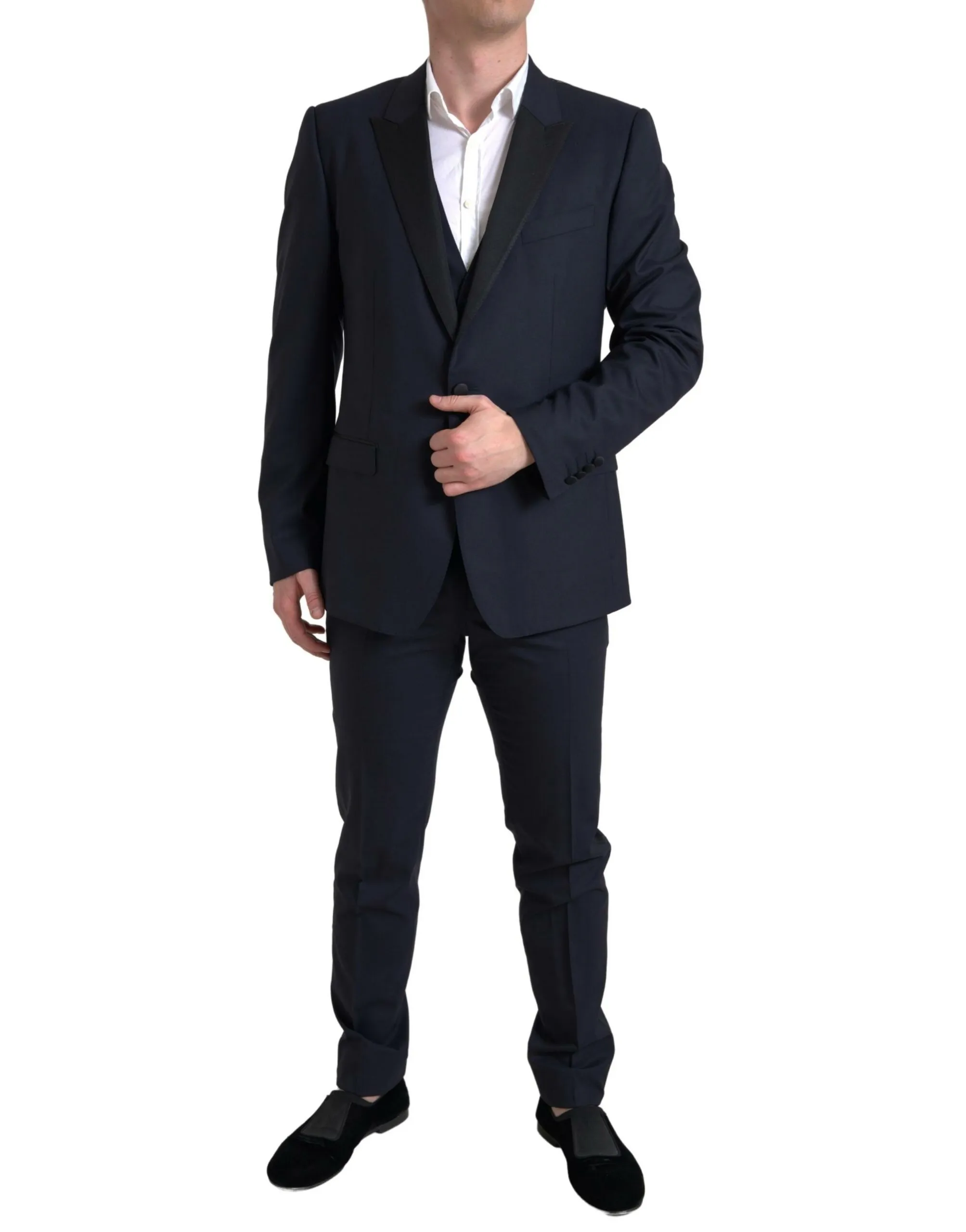 Dolce & Gabbana Men's Elegant Blue & Black Martini Slim Fit Suit