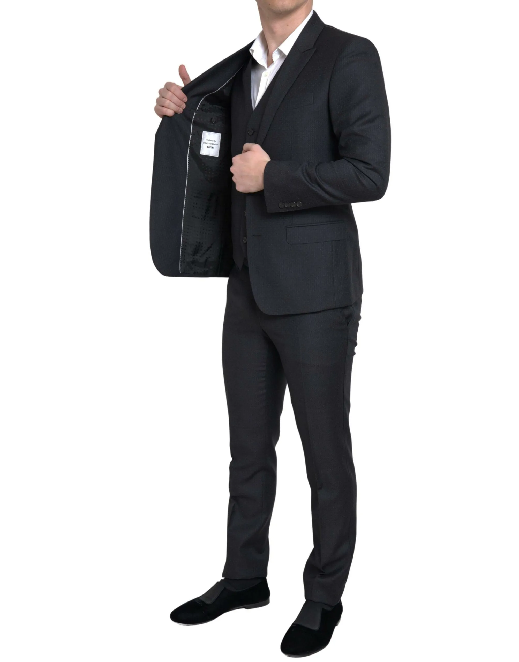 Dolce & Gabbana Men's Elegant Black Martini Slim Fit 3-Piece Suit