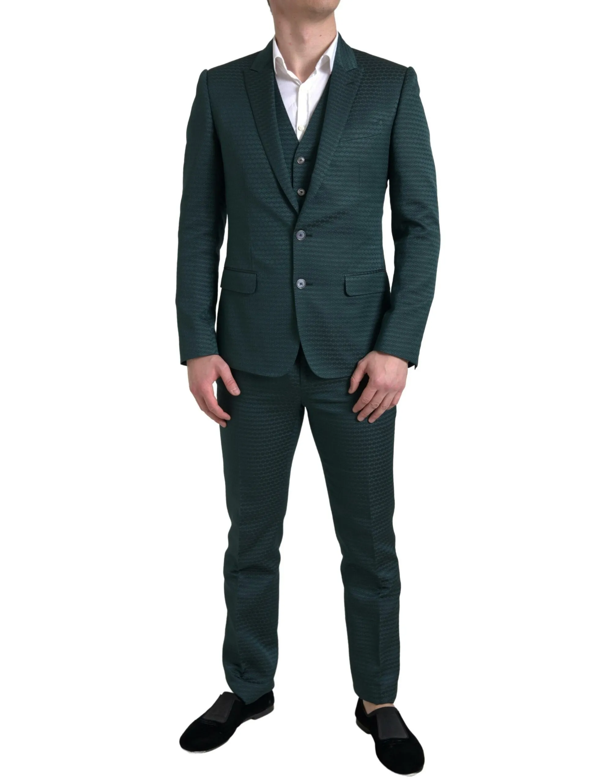 Dolce & Gabbana Men's Emerald Elegance Slim Fit 3-Piece Suit