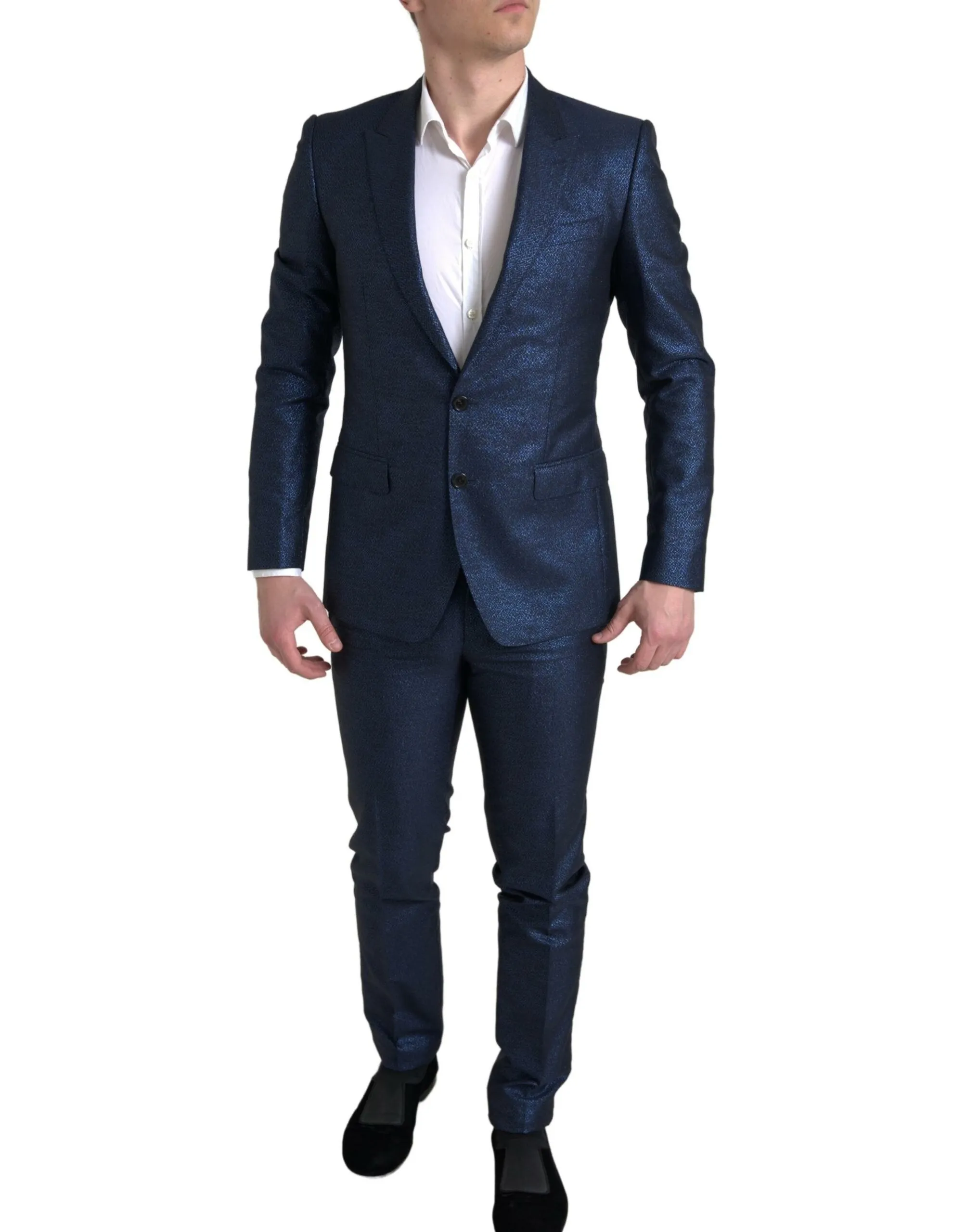 Dolce & Gabbana Men's Metallic Blue Martini Slim Fit Suit