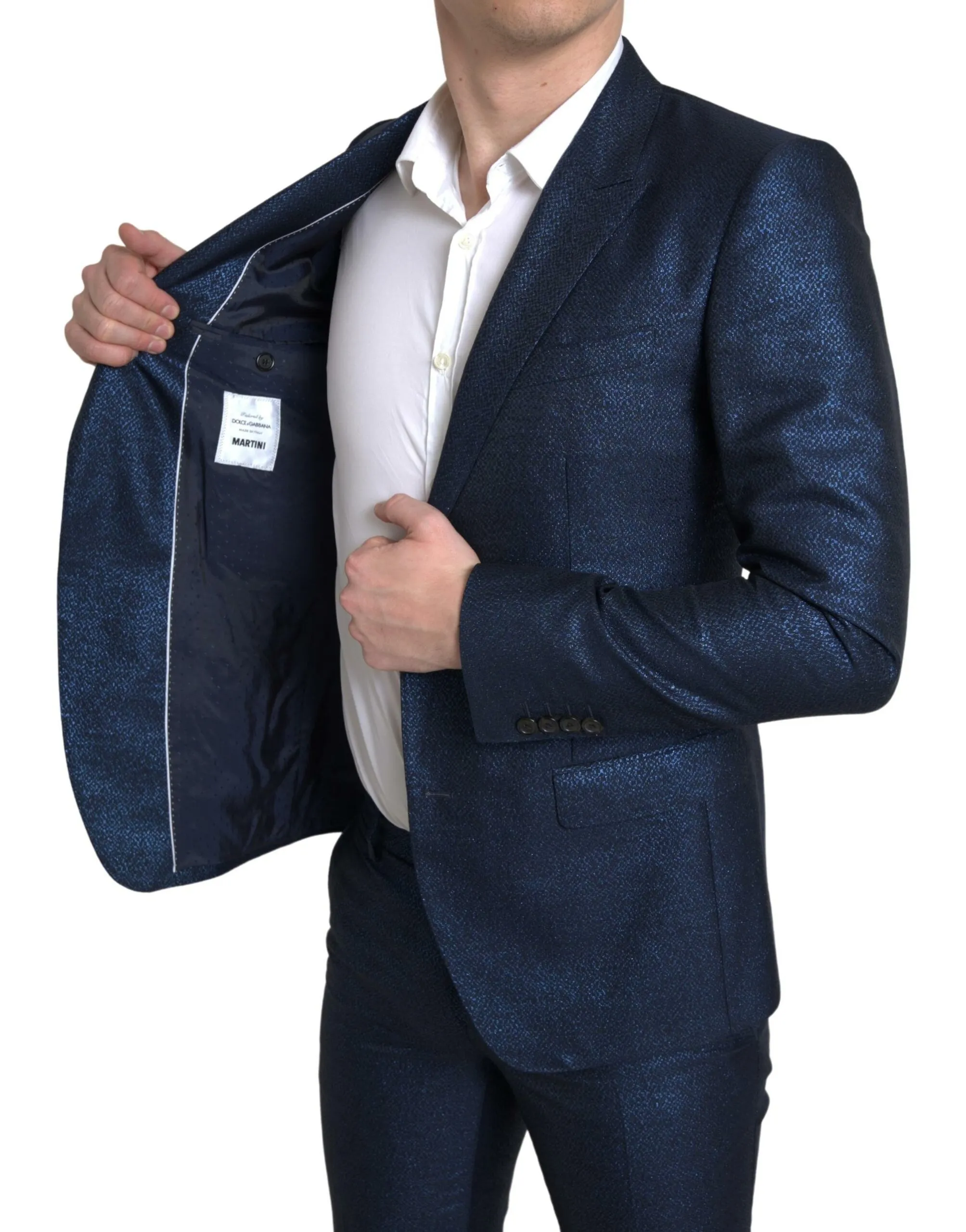Dolce & Gabbana Men's Metallic Blue Martini Slim Fit Suit