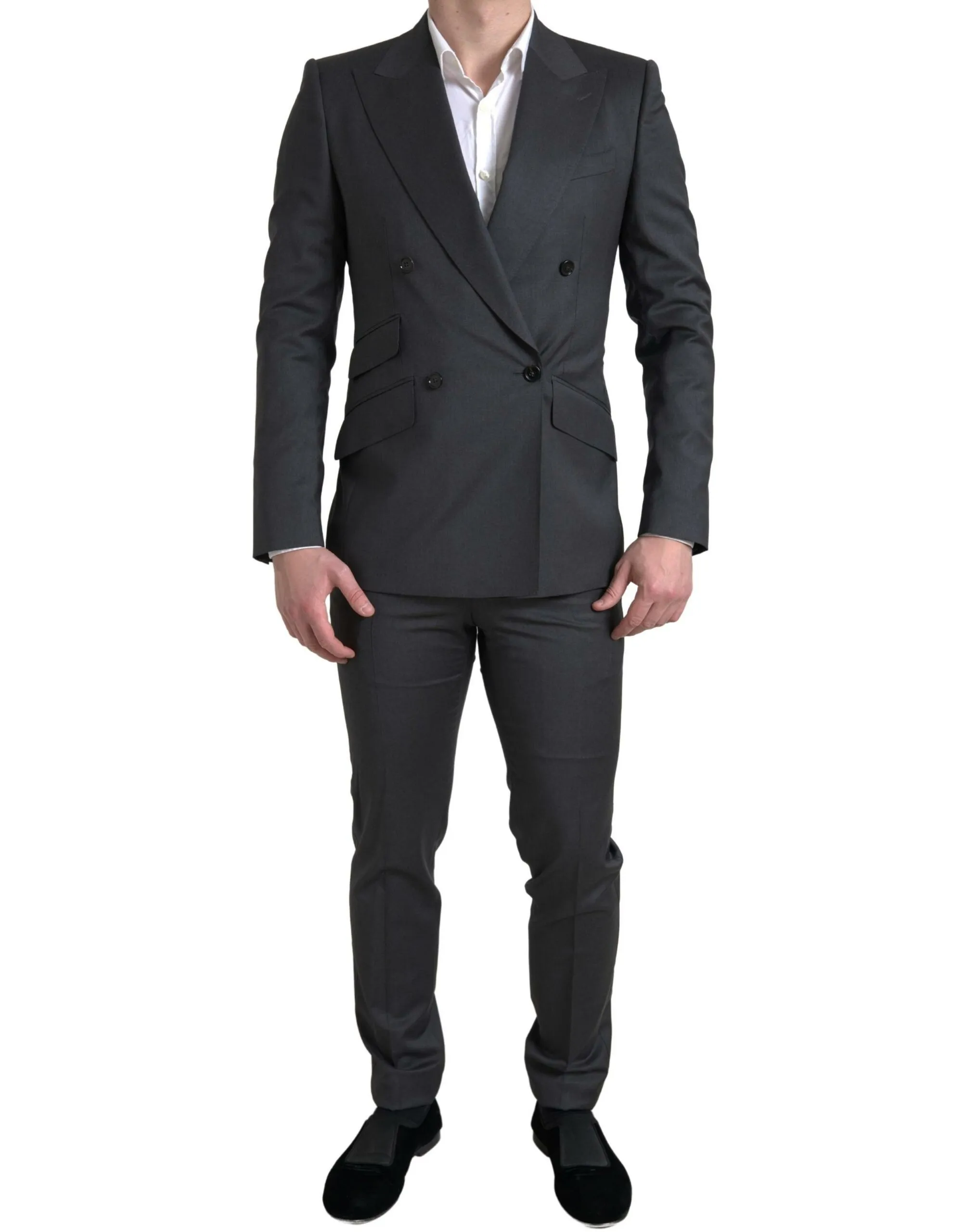 Dolce & Gabbana Men's Sleek Grey Slim Fit Double Breasted Suit