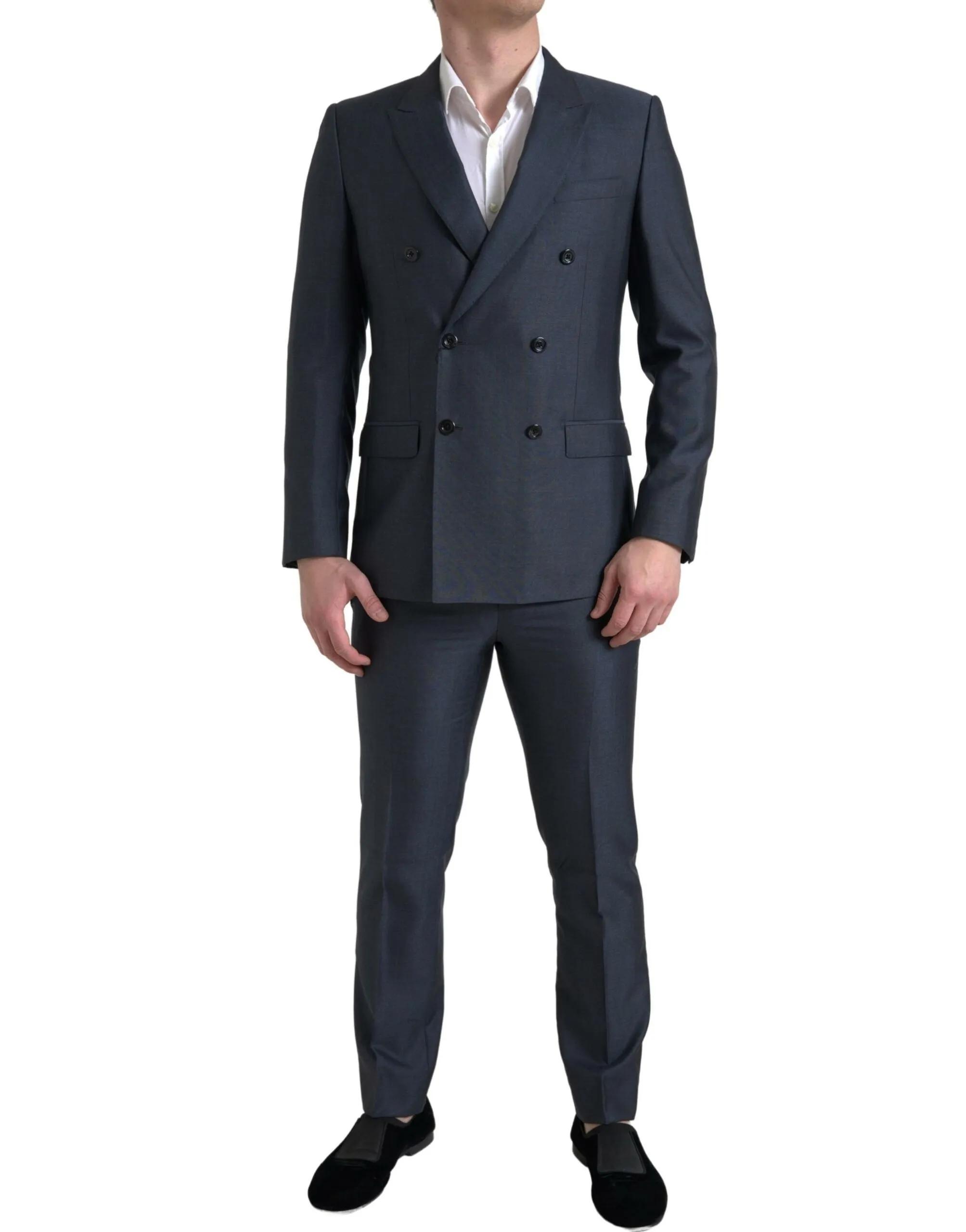 Dolce & Gabbana Men's Elegant Blue Silk Blend Martini Suit