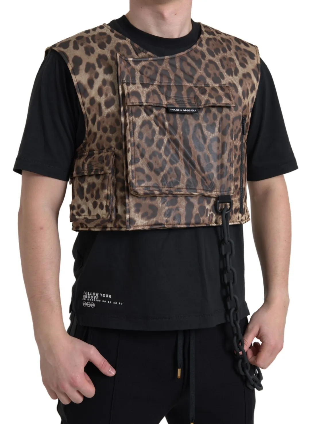 Dolce & Gabbana Men's Silk Leopard Vest Exclusive Sportswear