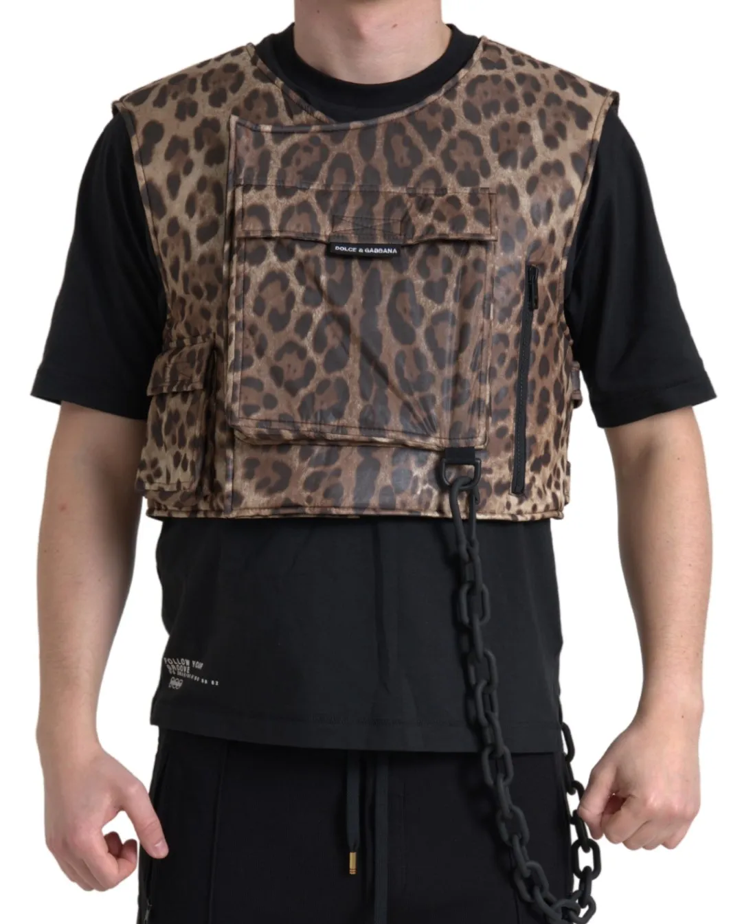 Dolce & Gabbana Men's Silk Leopard Vest Exclusive Sportswear