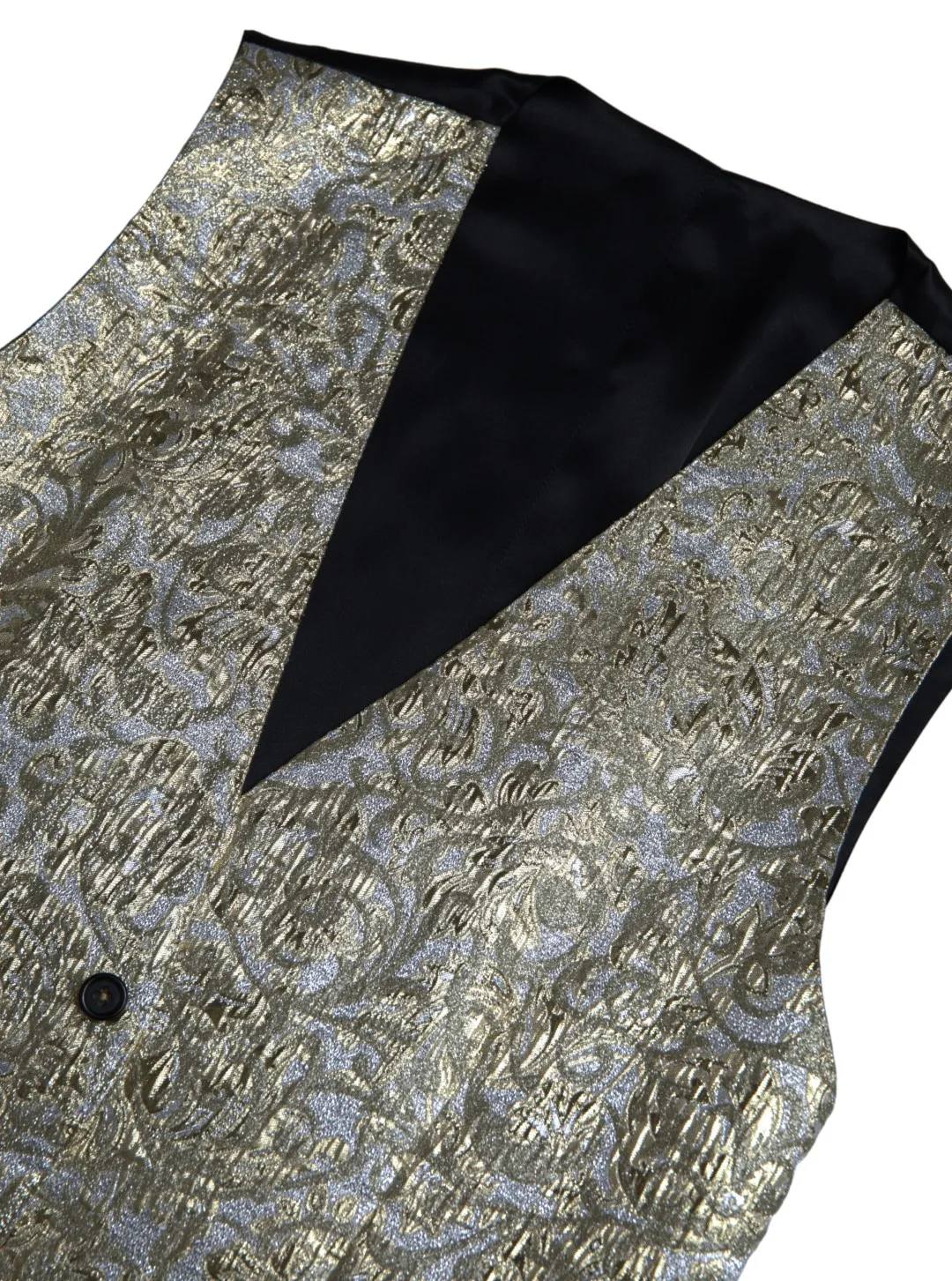 Dolce & Gabbana Men's Elegant Gold Silk Formal Vest