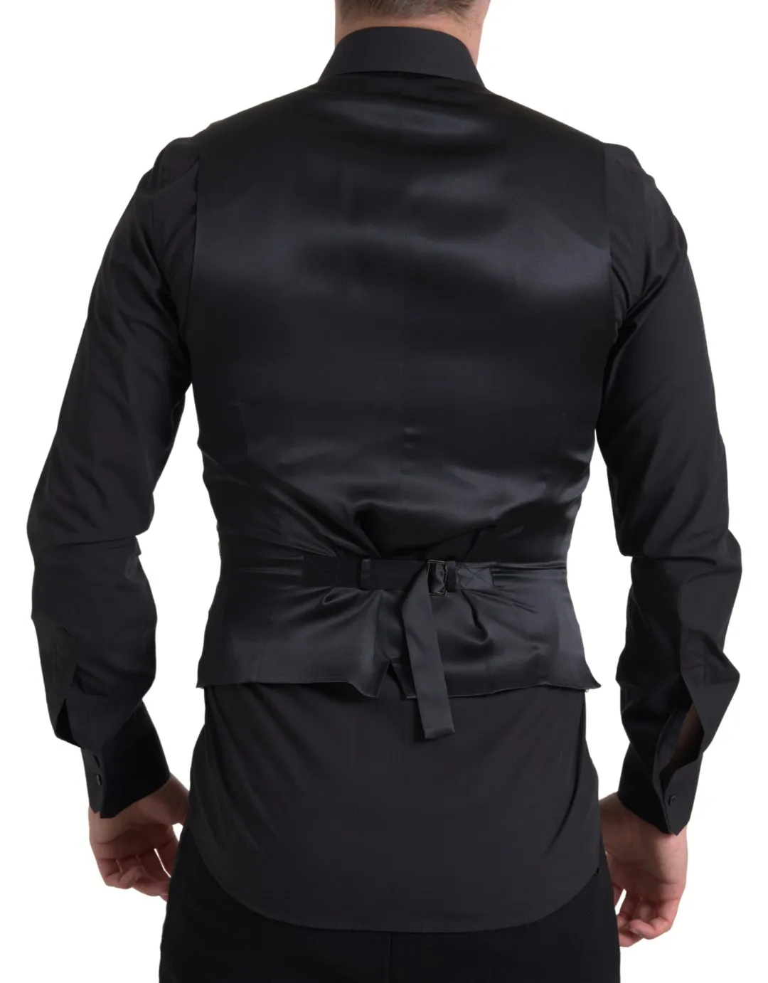 Dolce & Gabbana Men's Elegant Gold Silk Formal Vest