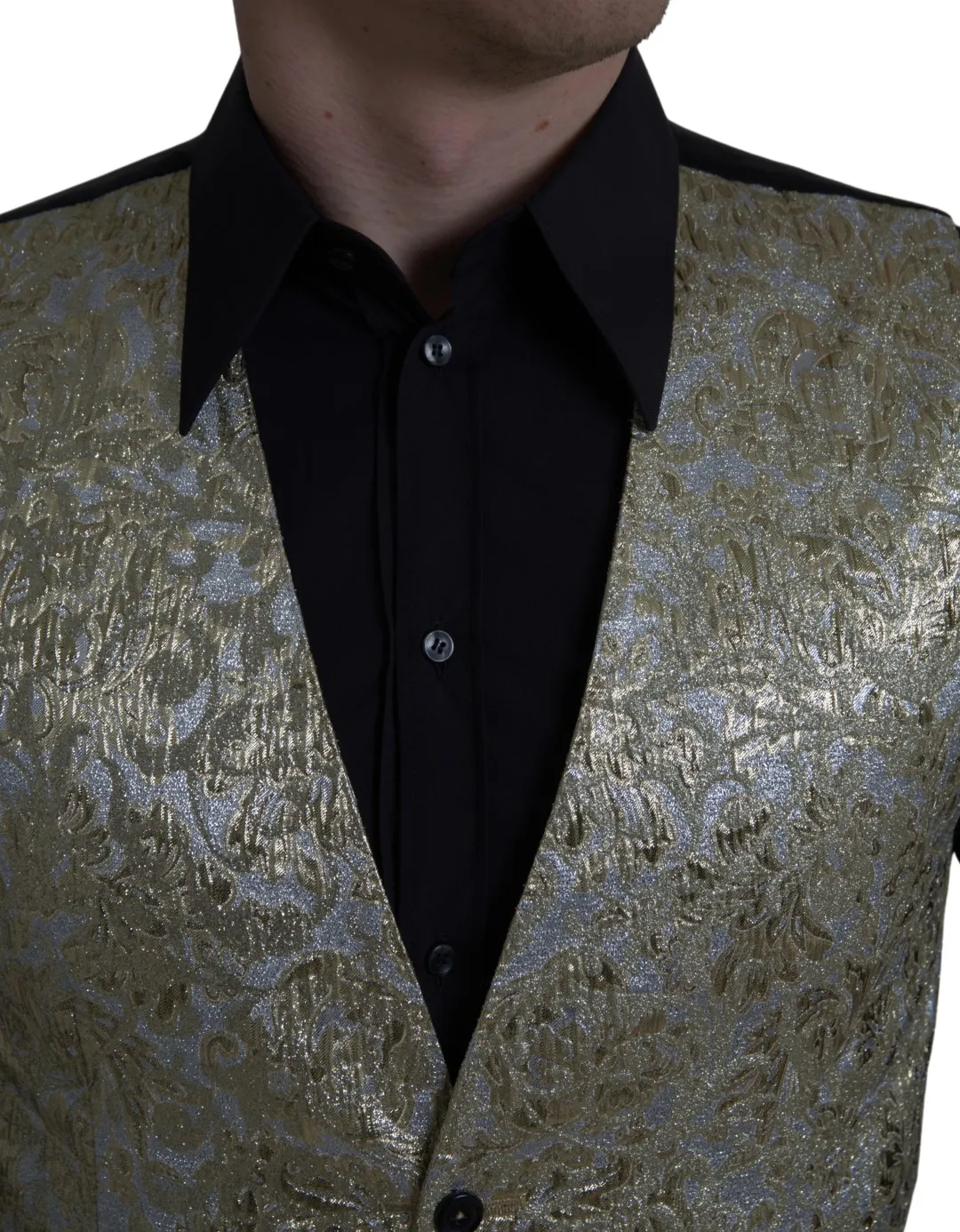 Dolce & Gabbana Men's Elegant Gold Silk Formal Vest
