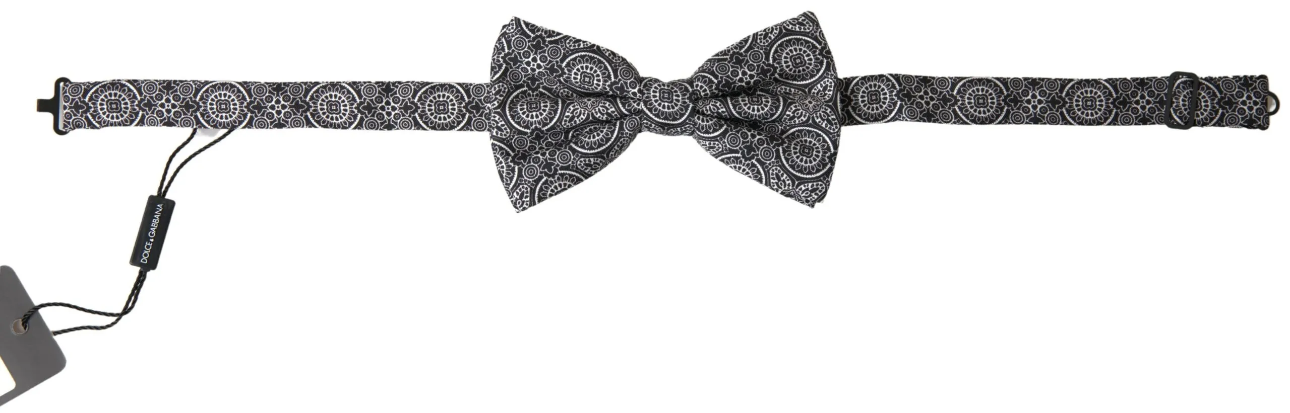 Dolce & Gabbana Men's Elegant Black & White Silk Bow Tie