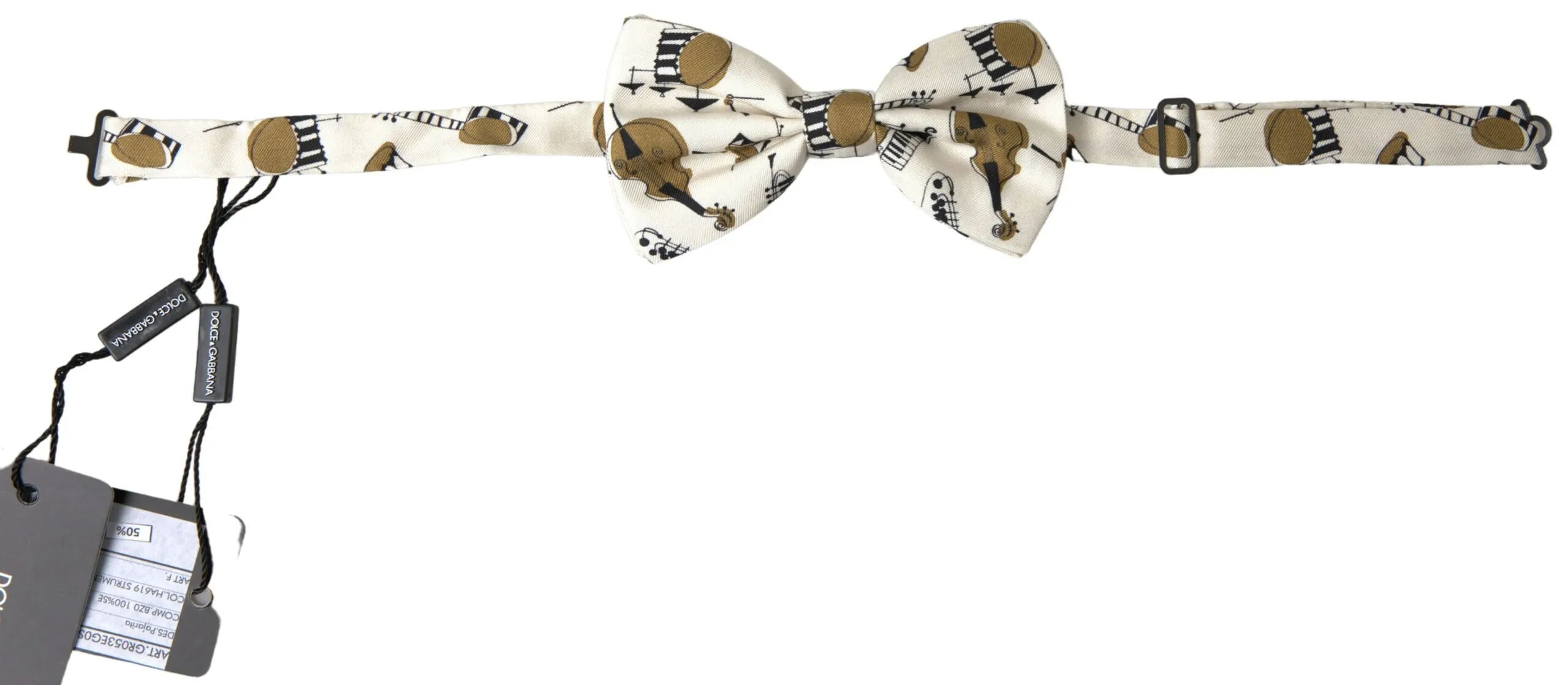 Dolce & Gabbana Men's Chic Beige Silk Musical Bow Tie