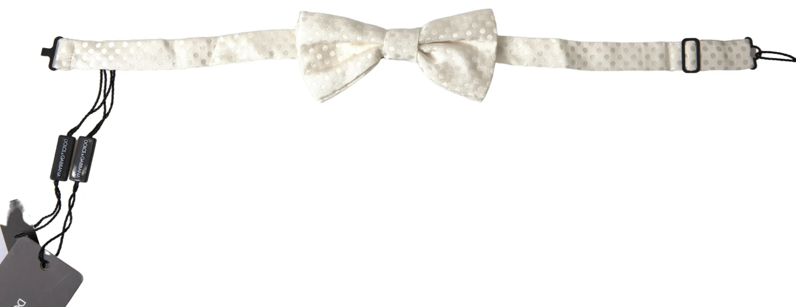 Dolce & Gabbana Men's Elegant Ivory Fantasy Pattern Silk Bow Tie