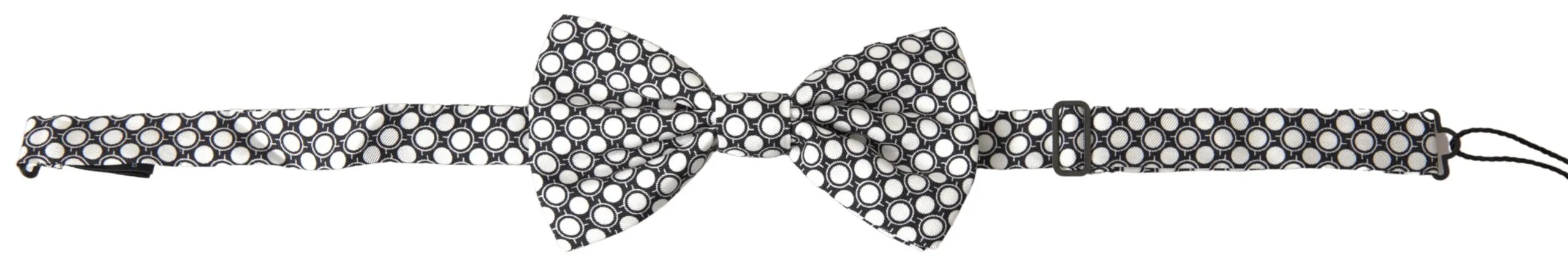 Dolce & Gabbana Men's Elegant Silk Black and White Circle Bow Tie