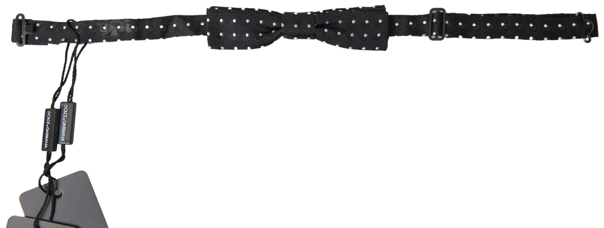 Dolce & Gabbana Men's Elegant Silk Black Bow Tie with Signature Clasp