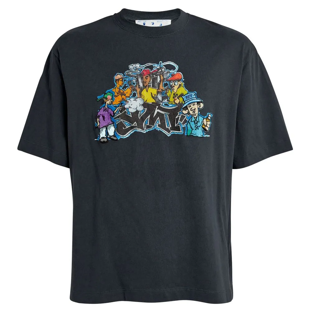 Off-White Men's Graffiti Embroidered Crew-Neck Cotton Tee